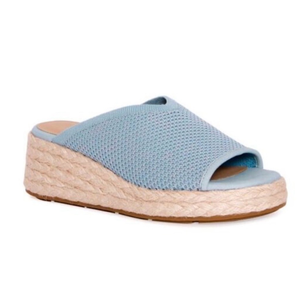 Eileen Fisher Tali Platform espadrille Wedge sandal blue, size 9